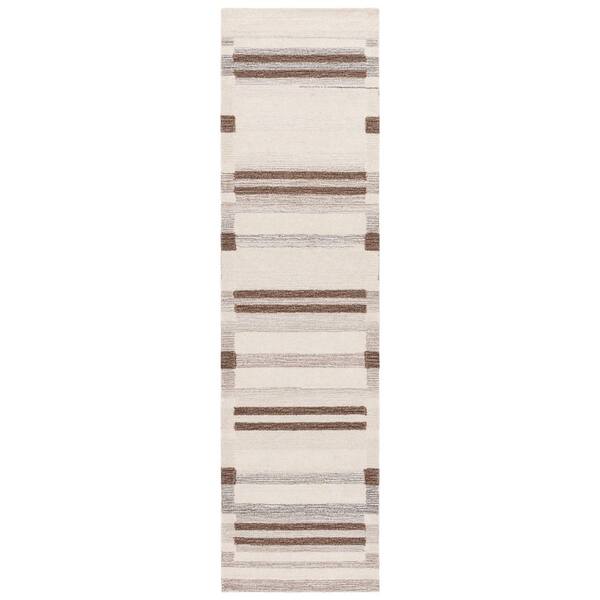 Ebony 2 ft. x 9 ft. Brown/Ivory Tribal Runner Rug