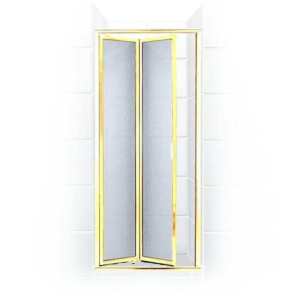 Coastal Shower Doors Paragon Series 25 in. x 71 in. Framed Bi-Fold Double Hinged Shower Door in Gold and Clear Glass
