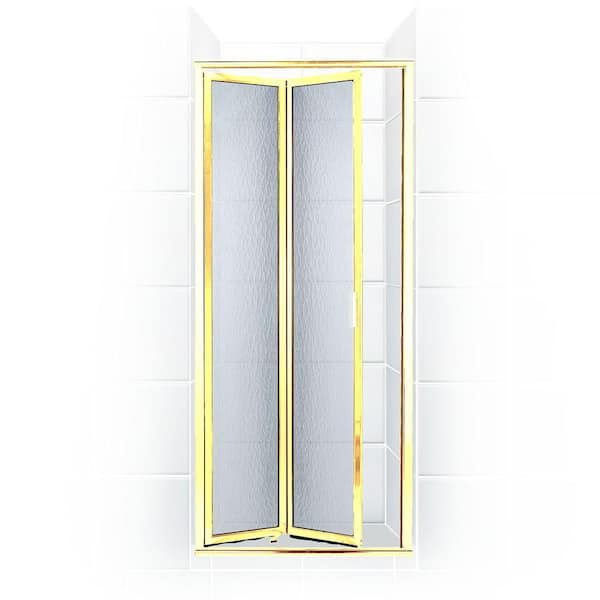 Coastal Shower Doors Paragon Series 30 in. x 71 in. Framed Bi-Fold Double Hinged Shower Door in Gold and Obscure Glass