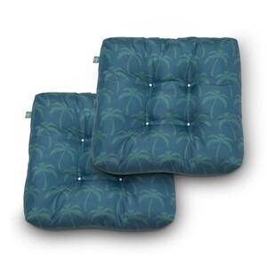Duck Covers 19 in. x 19 in. x 5 in. Blue Oasis Palm Square Indoor/Outdoor Seat Cushions (2-Pack)