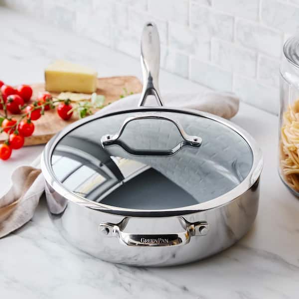 GreenPan Valencia Pro Stainless Steel 5 Qt. Saute Pan with Lid and