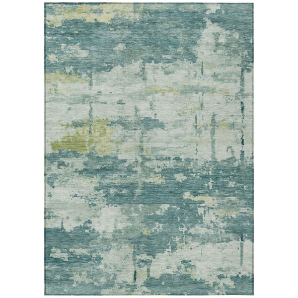 Chantille Machine Washable Indoor/Outdoor Abstract ACN2362 Teal 9 ft. x 12 ft. Area Rug