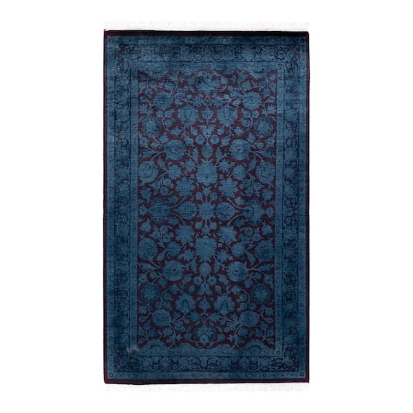 Overdyed Blue 3 ft. 1 in. x 5 ft. 3 in. Wool Indoor Area Rug