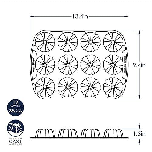 Adrinfly Cast Aluminum Brownie Bundt Pan Non-Stick