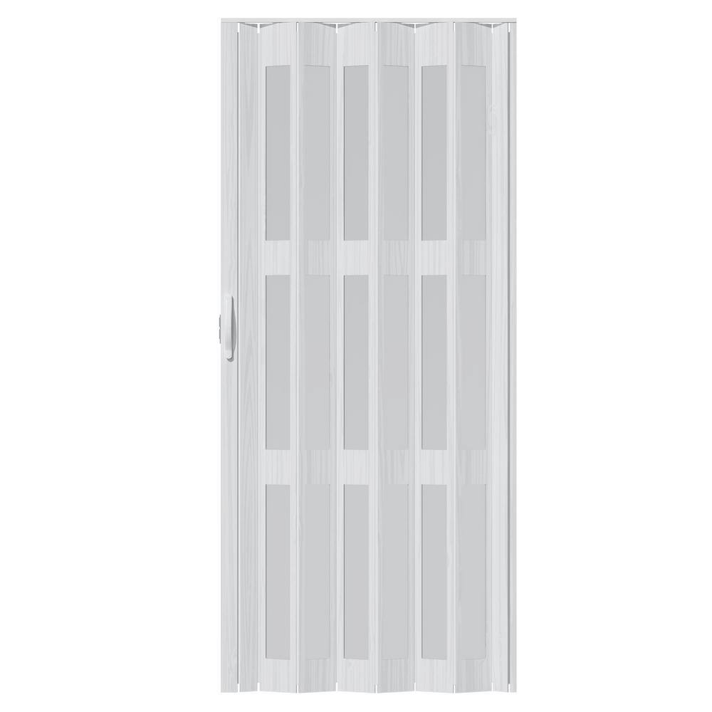 White Frosted Acrylic and Vinyl Accordion Closet Door
