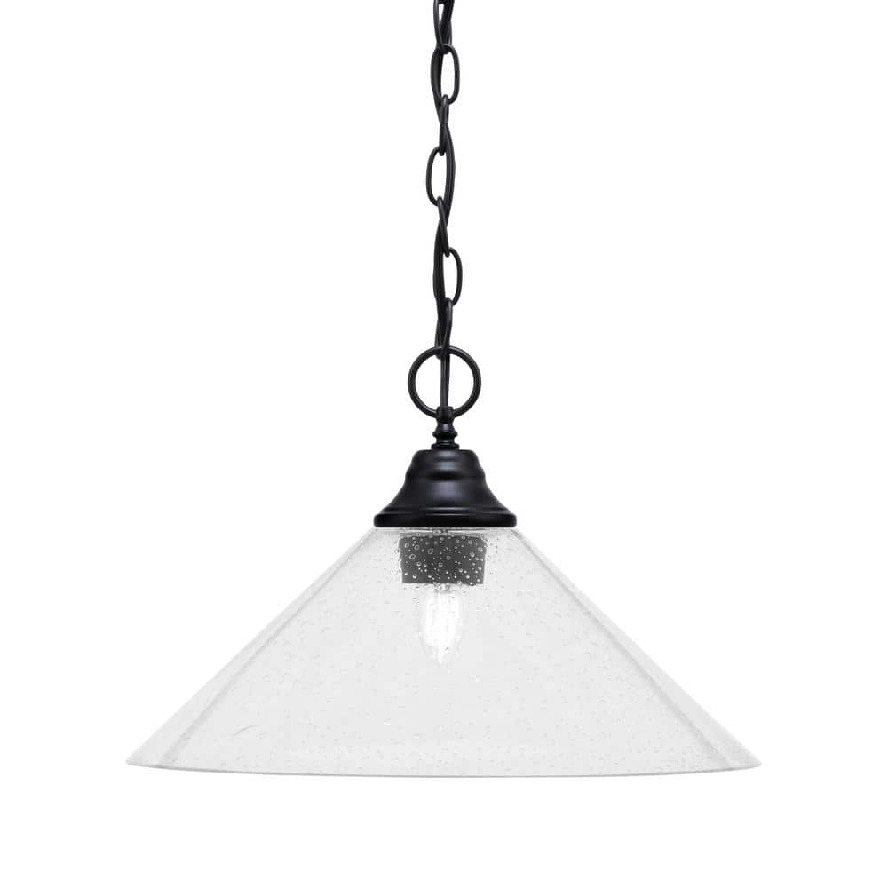 Kingston 100-Watt 1 Light Matte Black Finish Shaded Pendant Light with 16 i