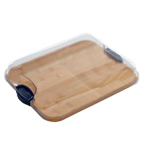 Planche à Découper En Bambou Avec Couvercle Transparent - 27.9 X 35.6 Cm - Idéale Pour Charcuterie, Fromage, Présentation