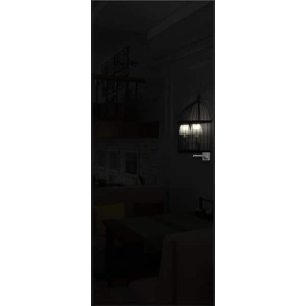 28 in. x 80 in. Unassembled Left-Hand/Outswing Wood Black Color Flush Mount Hidden Door with Silver Hinge Finish