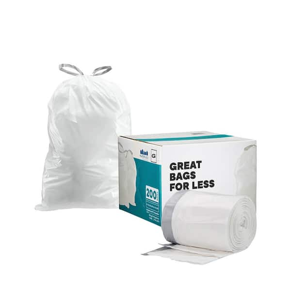 Plasticplace 8 Gallon Drawstring Trash Bags 0.7 Mil White (100 Count)