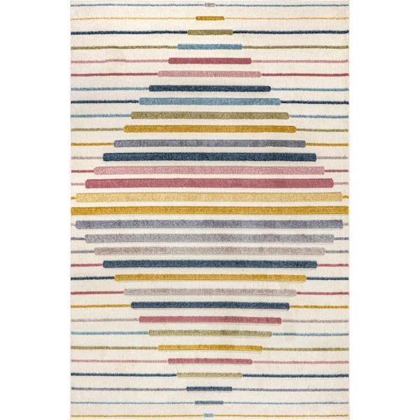 nuLOOM Jaelynn Diamond Striped Kids Multicolor 4 ft. x 6 ft. Mid-Century Modern Area Rug