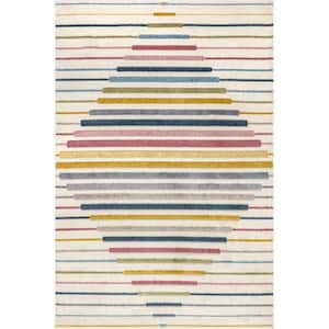 Jaelynn Diamond Striped Kids Multicolor 8 ft. x 10 ft. Mid-Century Modern Area Rug