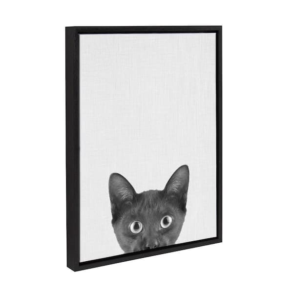 Kate and Laurel Sylvie Black Kitten by Simon Te of Tai Prints Framed Art Print 18 in. x 24 in.