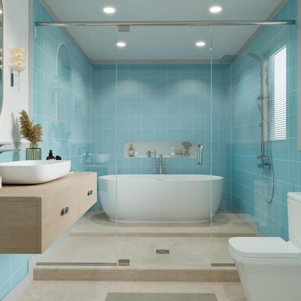 Monocolor Celeste 7-7/8 in. x 7-7/8 in. Ceramic Floor and Wall Tile (11.25 sq. ft. /Case)