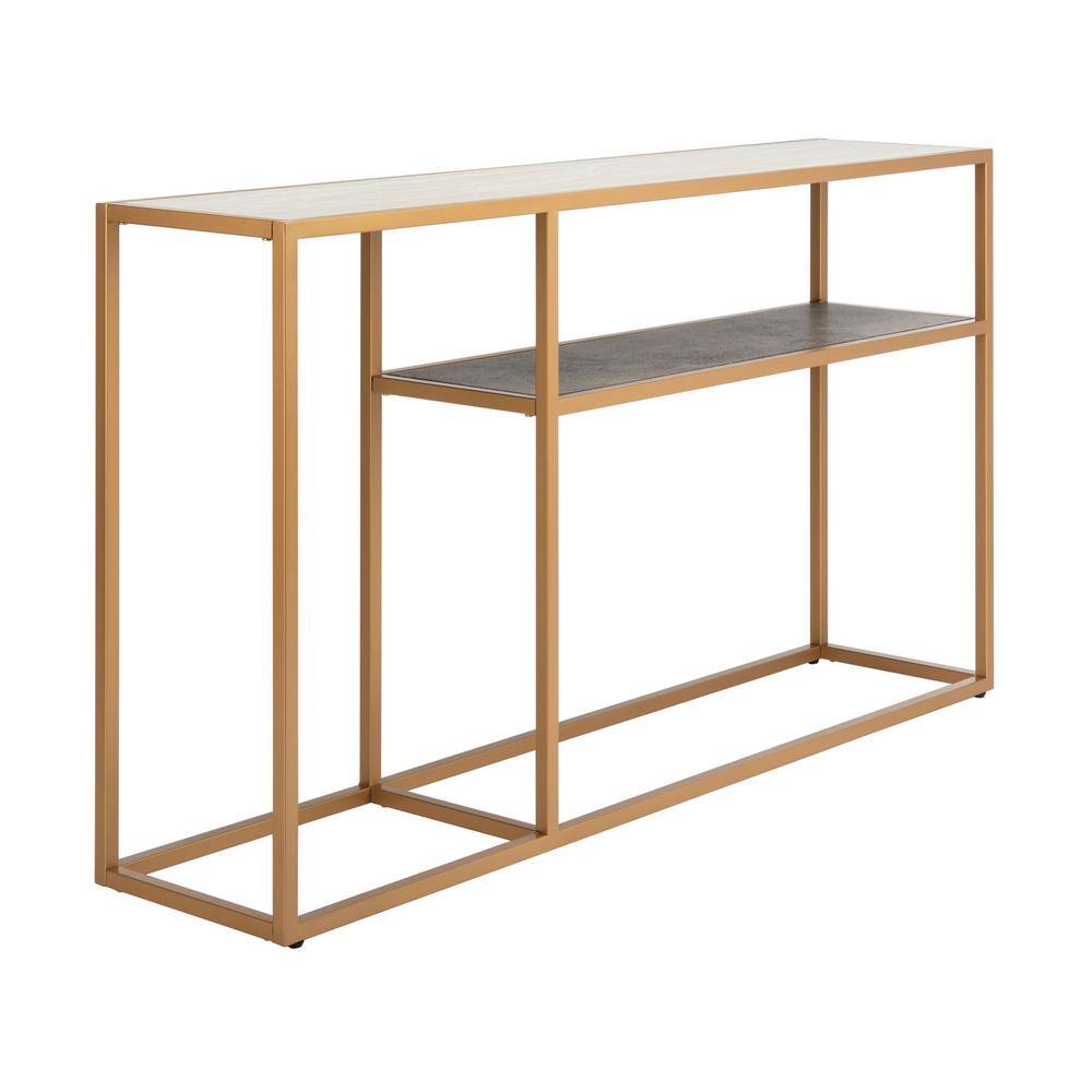Octavia Transitional 54'' Black & Gold Metal Console Table with Storage