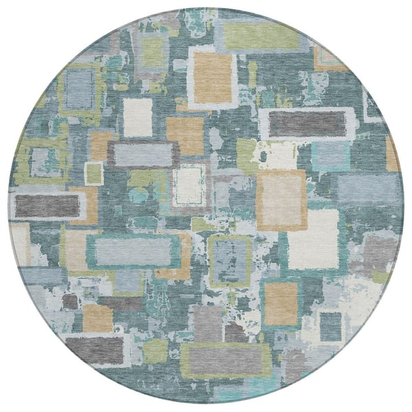 Addison Rugs Chantille Machine Washable Indoor/Outdoor Abstract ACN2246 Teal 8 ft. x 8 ft. Area Rug