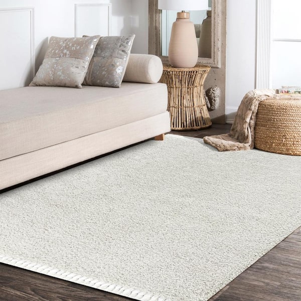 JONATHAN Y Mercer Shag Plush Tassel White 7 ft. 9 in. x 10 ft