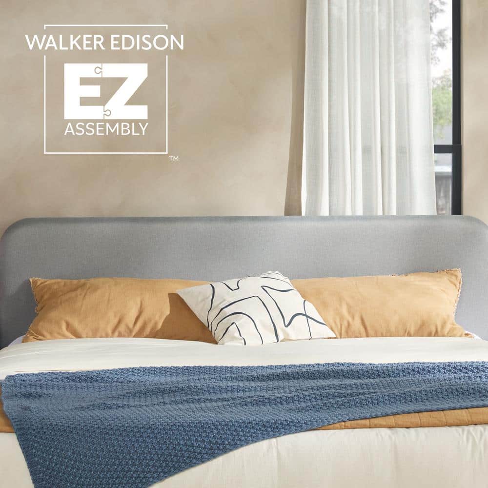 Contemporary Black Pine Wood King Bed with Gray Upholstered Headboard