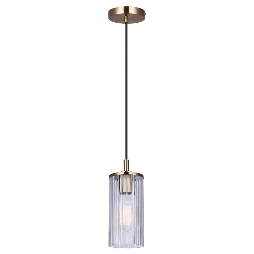 Kinslea 60-Watt 1-Light Gold Mid Century Modern Pendant with Clear Glass Shade price history on PriceWatchPro
