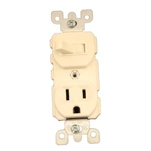 15 Amp Commercial Grade Combination Single Pole Toggle Switch and Receptacle, Light Almond