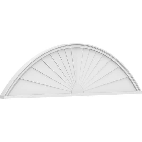 Ekena Millwork 2 in. x 72 in. x 19 in. Segment Arch Sunburst Architectural Grade PVC Pediment