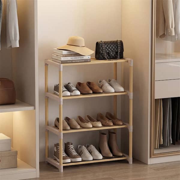 Shorenznero 0.5 12角軸サイアミーズローズウッド HONEY JOY Solid Wood 26.5 in. H 12-Pair Shoe Rack 4-Tier Shoe
