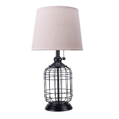 Industrial Table Lamps The, Industrial 6 W Table Lamp With Globe Glass Shade And Wooden Base
