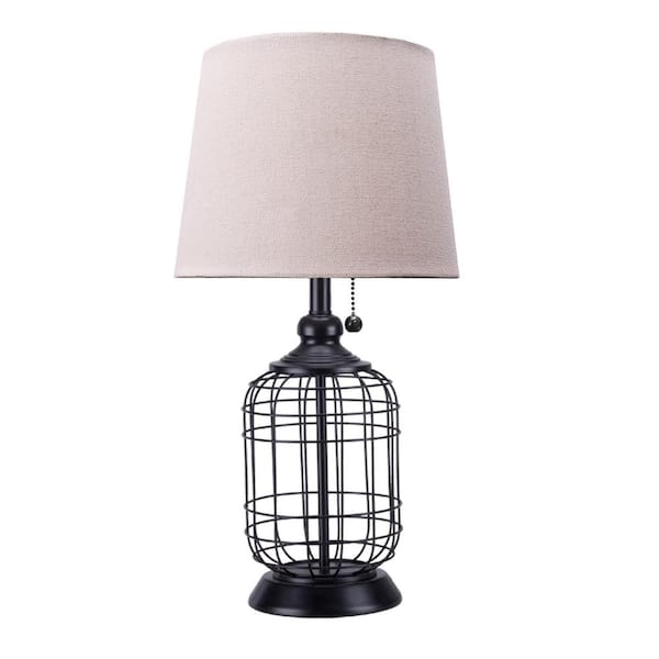 Merra 18 In Black Cage Table Lamp With, Cage Table Lamp
