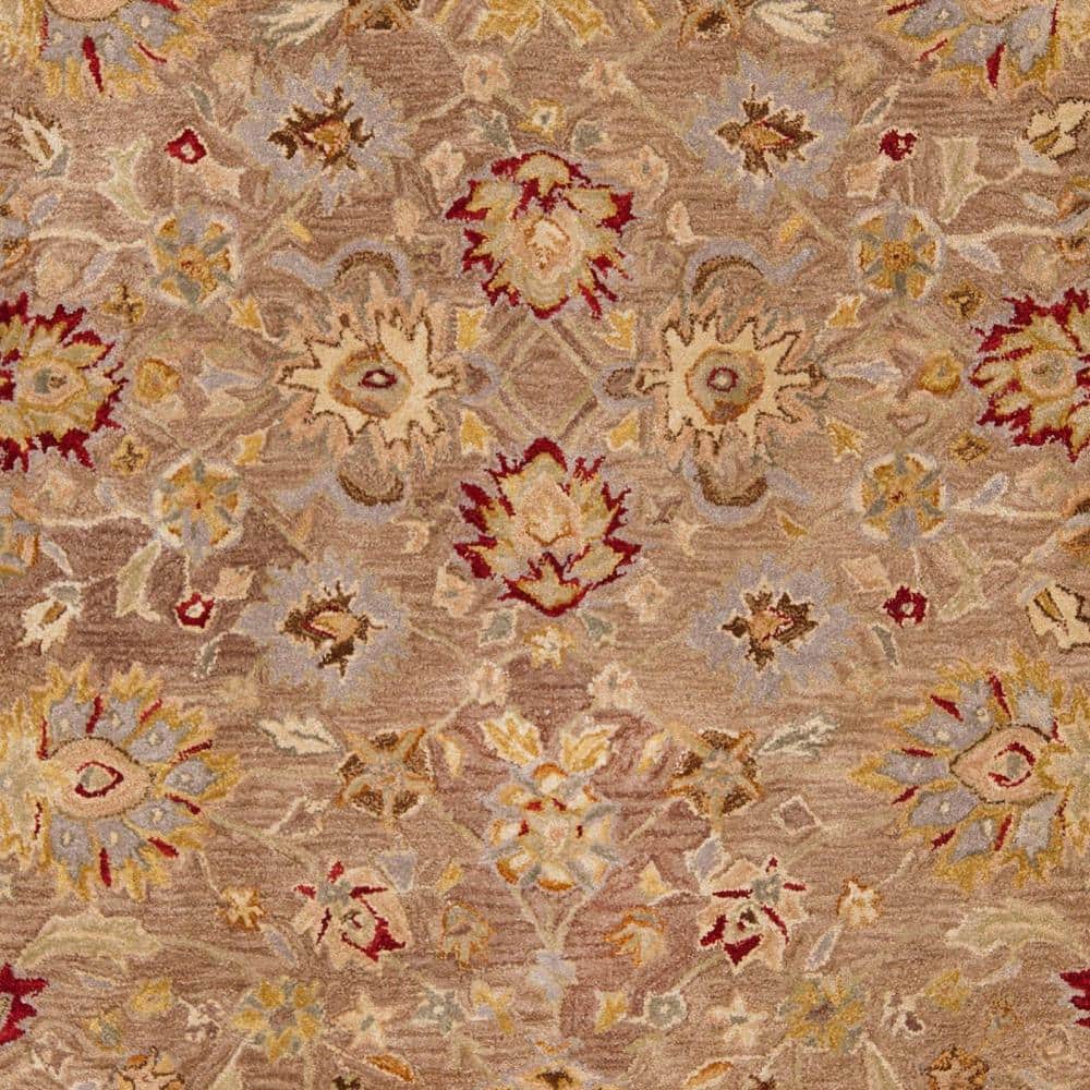 Handmade Tufted Floral Wool 8' x 10' Tan/Ivory Rug