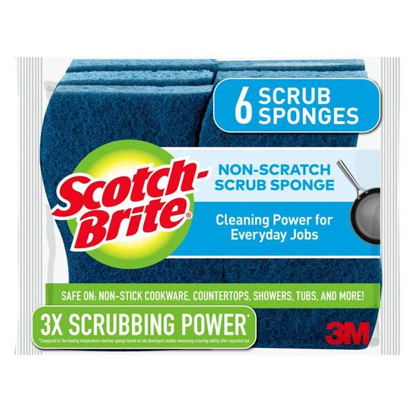 Scotch-Brite 4.4 in. x 2.5 in. x .8 in. Non-Scratch Scrub Sponge (6-Pack)