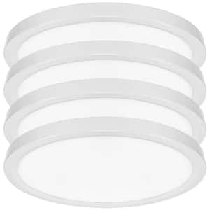 7 in. White Modern Flush Mount Ceiling Light Fixture LED Integrated 15-Watt 1000 Lumens 5CCT 2700K-5000K Dimmable 4-Pack