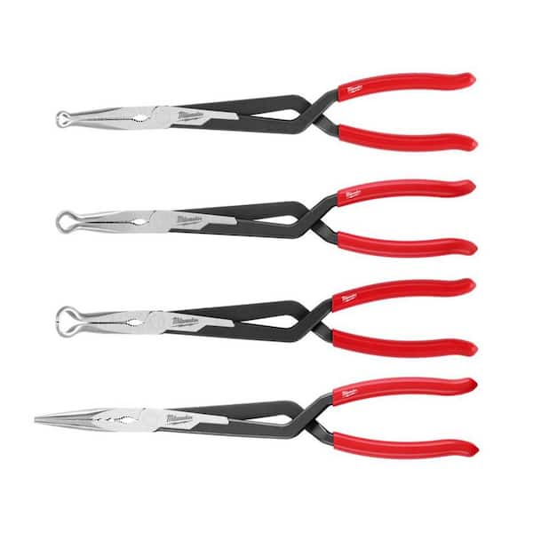 Long Nose Pliers Set with Hose Grip and Slip Resistant Grip (4-Piece)