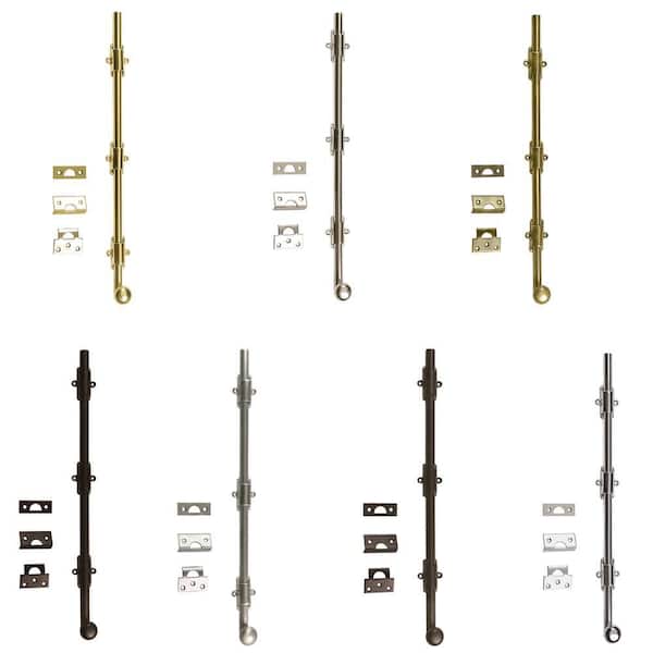 Idh By St. Simons Premium Solid Brass Ornamental Surface Bolt – 8-Inch, Matte Black, Round Knob – Heavy Duty With 3 Strikes & Ball Bearing Detent