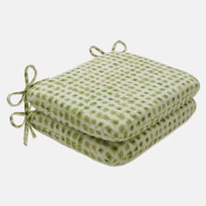 18.5 x 15.5 Outdoor Dining Chair Cushion in Green/Ivory (Set of 2)