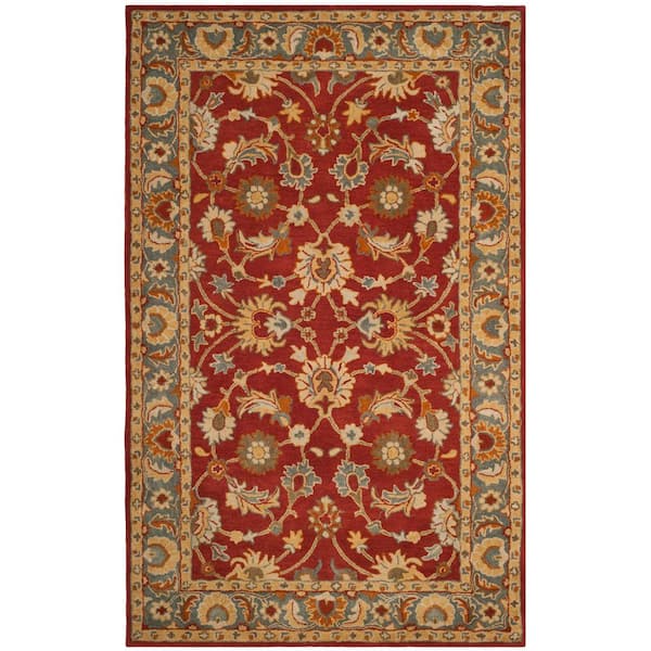 Heritage Red/Blue 5 ft. x 8 ft. Antique Border Area Rug