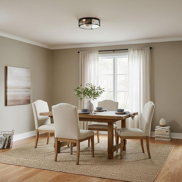 Lowell 16.0 in. 3-Light Black Flush Mount