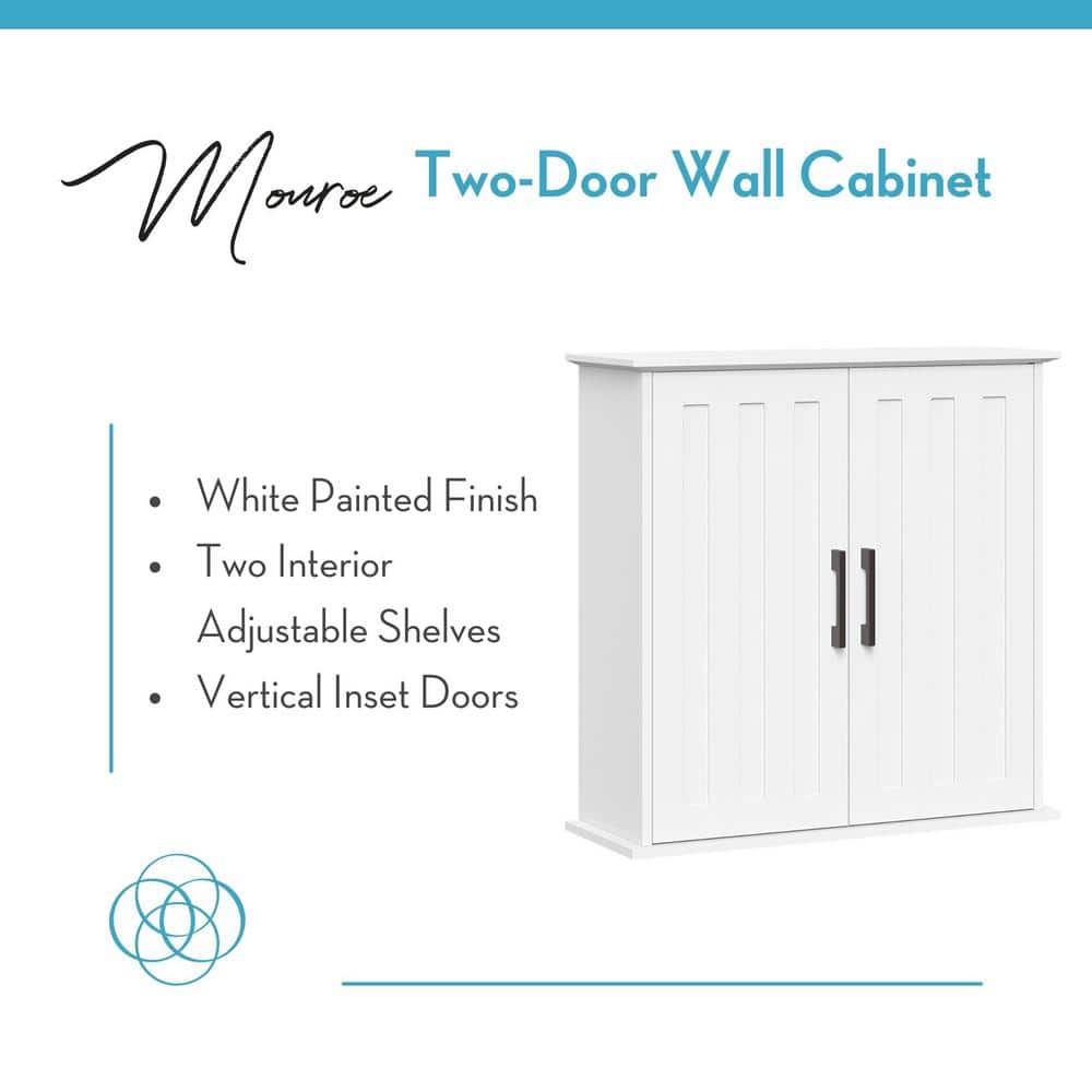 White Matte MDF Two-Door Medicine Cabinet with Adjustable Shelves