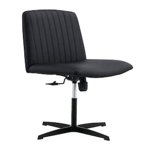 High Grade PU Leather High Back No Wheels Swivel Ergonomic Office Chair in Black with Adjustable Height