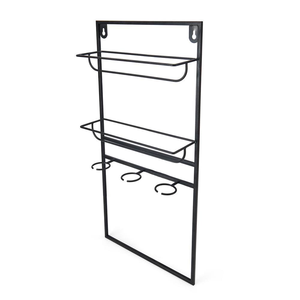 Black 24x12 Inch Industrial Metal Wine Rack