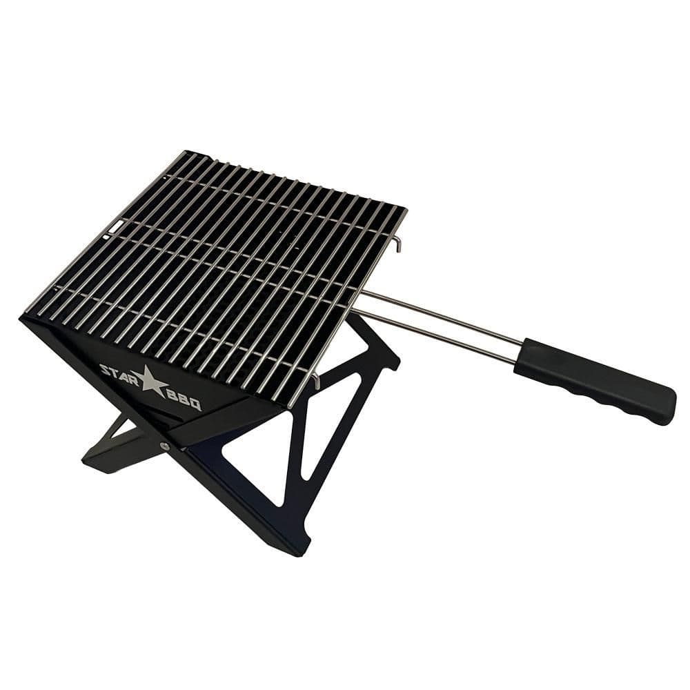 StarBBQ Portable Charcoal Folding A-Frame Camper Grill 24 in. Black