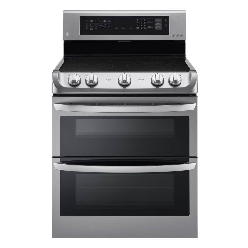 LG 7.3 cu. ft. Double Oven Electric Range with ProBake Convection, Self Clean and EasyClean in Stainless Steel, Silver
