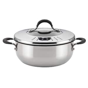 Momentum Stainless Steel Nonstick 4-Quart Covered Casserole with Locking Straining Lid