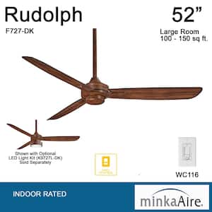 Rudolph 52 in. Indoor Distressed Koa Ceiling Fan with Wall Control