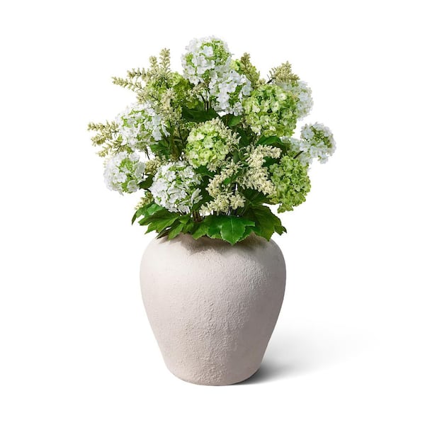 DR.Planzen 24in. Mini Faux Silk Artificial Small Green Hydrangea