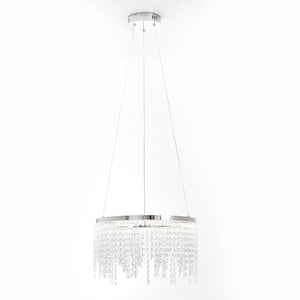 Light Pro 1-Light Dimming Integrated LED Silver Hanging Ceiling 3-Color Crystal Chandelier for Dining Room