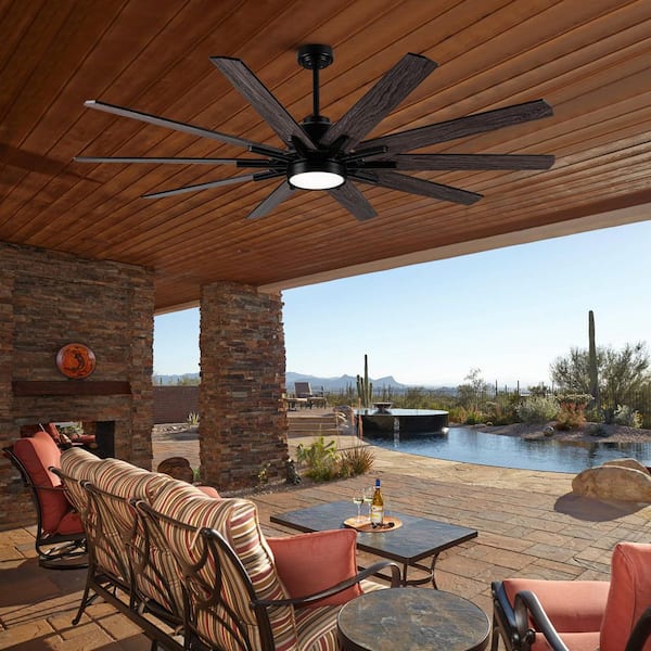 72 in. Integarted LED Large Black Double Finish Ceiling Fan with Remote Control