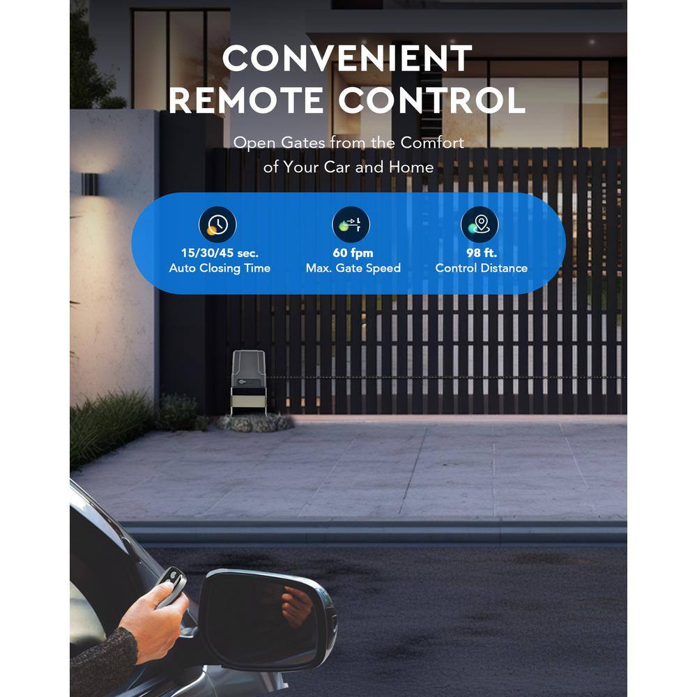 Gray 170W Sliding Gate Opener Kit with Remote Control