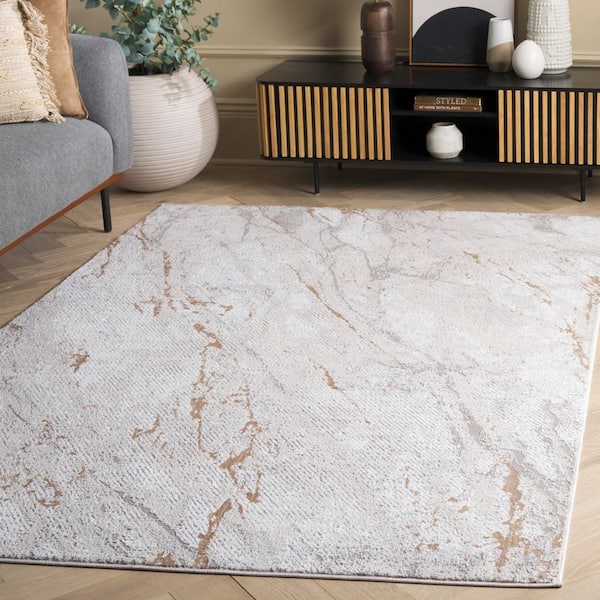 Parker 9 ft. x 12 ft. Taupe/Gray Gold Abstract Marble Area Rug