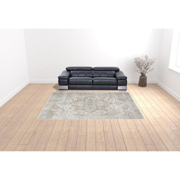 9 ft. x 12 ft. Gray Oriental Power Loom Area Rug