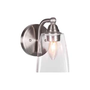 Madison 4.5 in. 1-Light Brushed Nickel Wall Sconce with Standard Shade