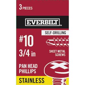 #10 3/4 in. Phillips Pan-Head-Self-Drilling Sheet Metal Screwss (3-Pack)